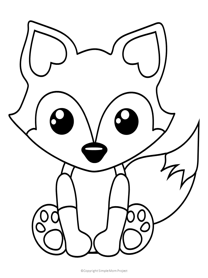 Download Free Printable Baby Fox Coloring Page Simple Mom Project