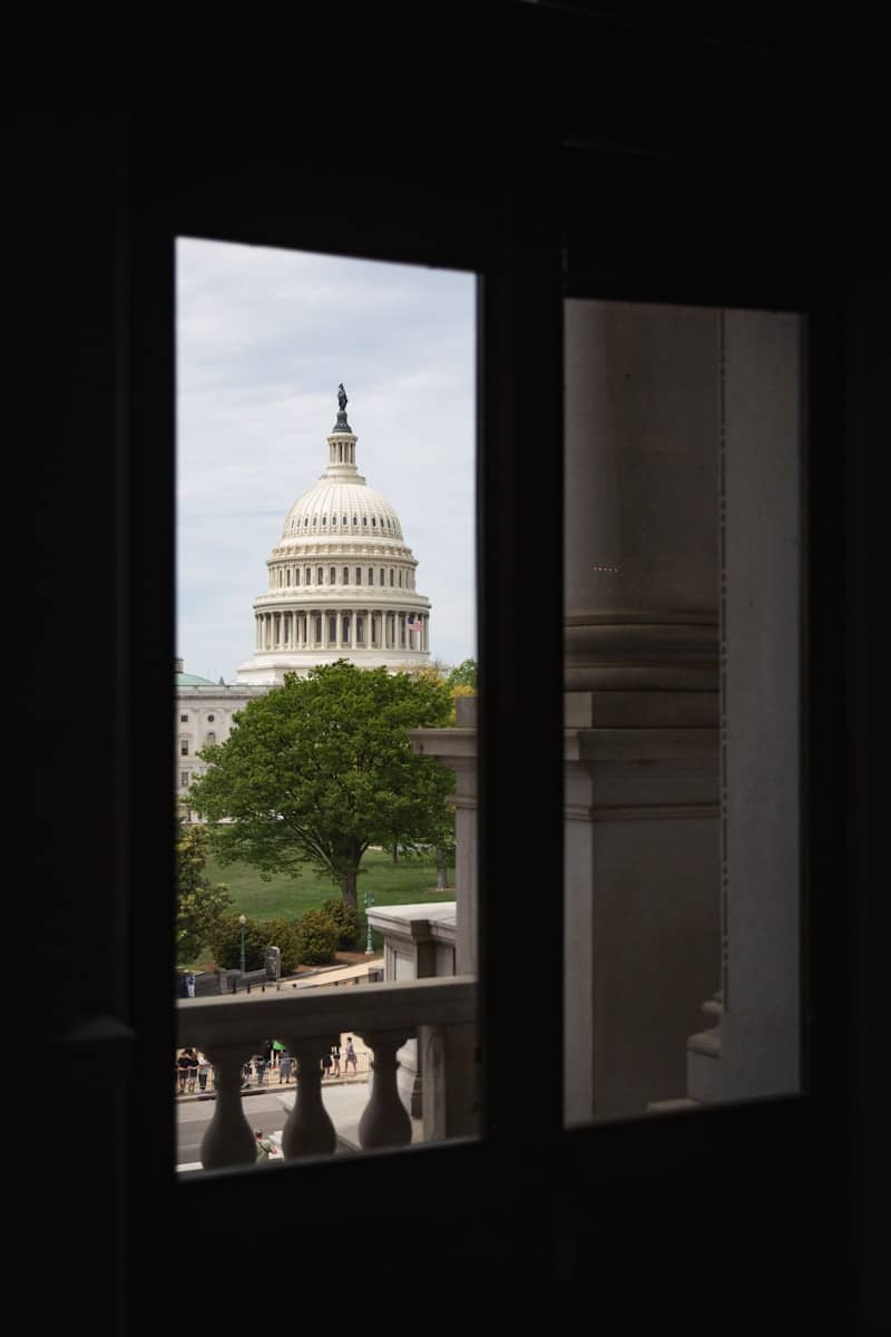 A view of the capitol building from a window