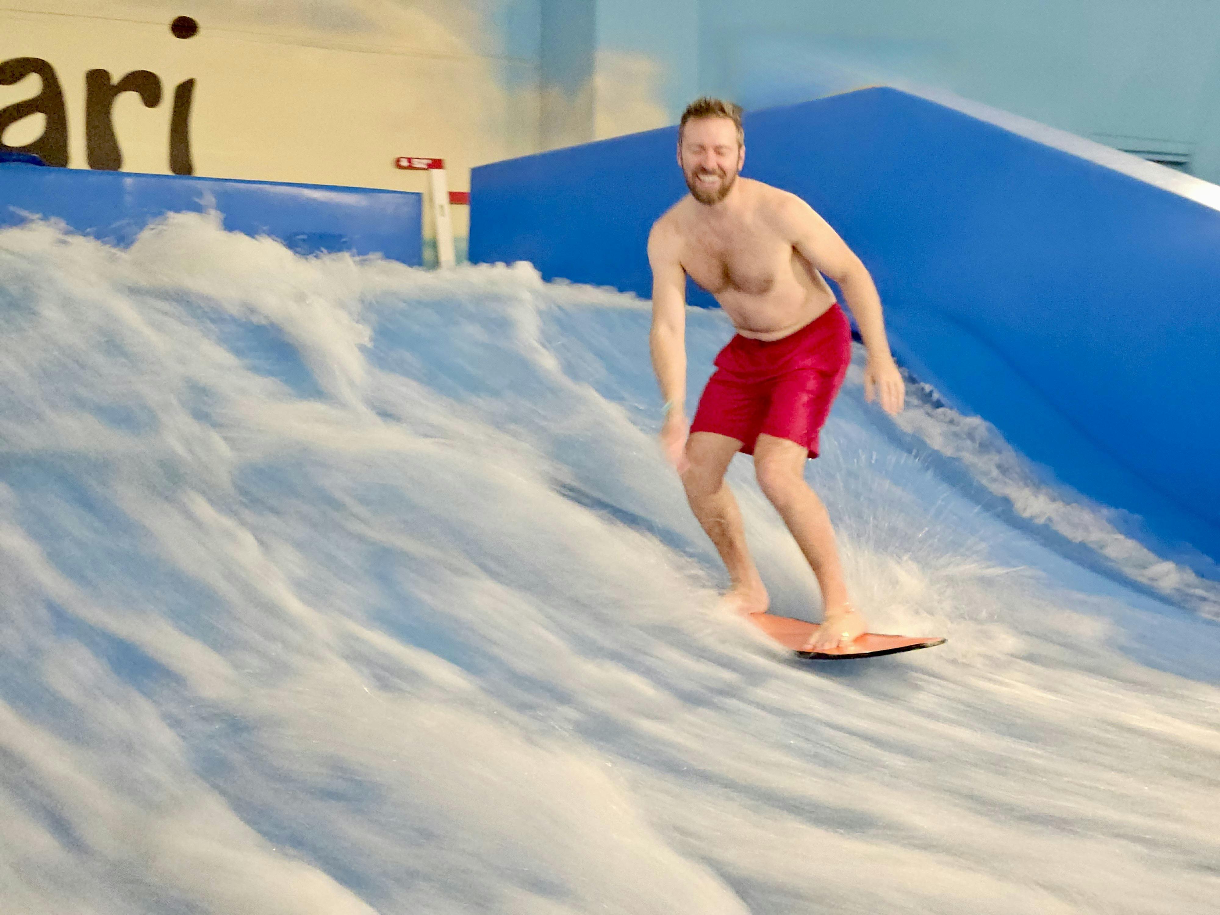 Nick Gray surfing in the flowrider