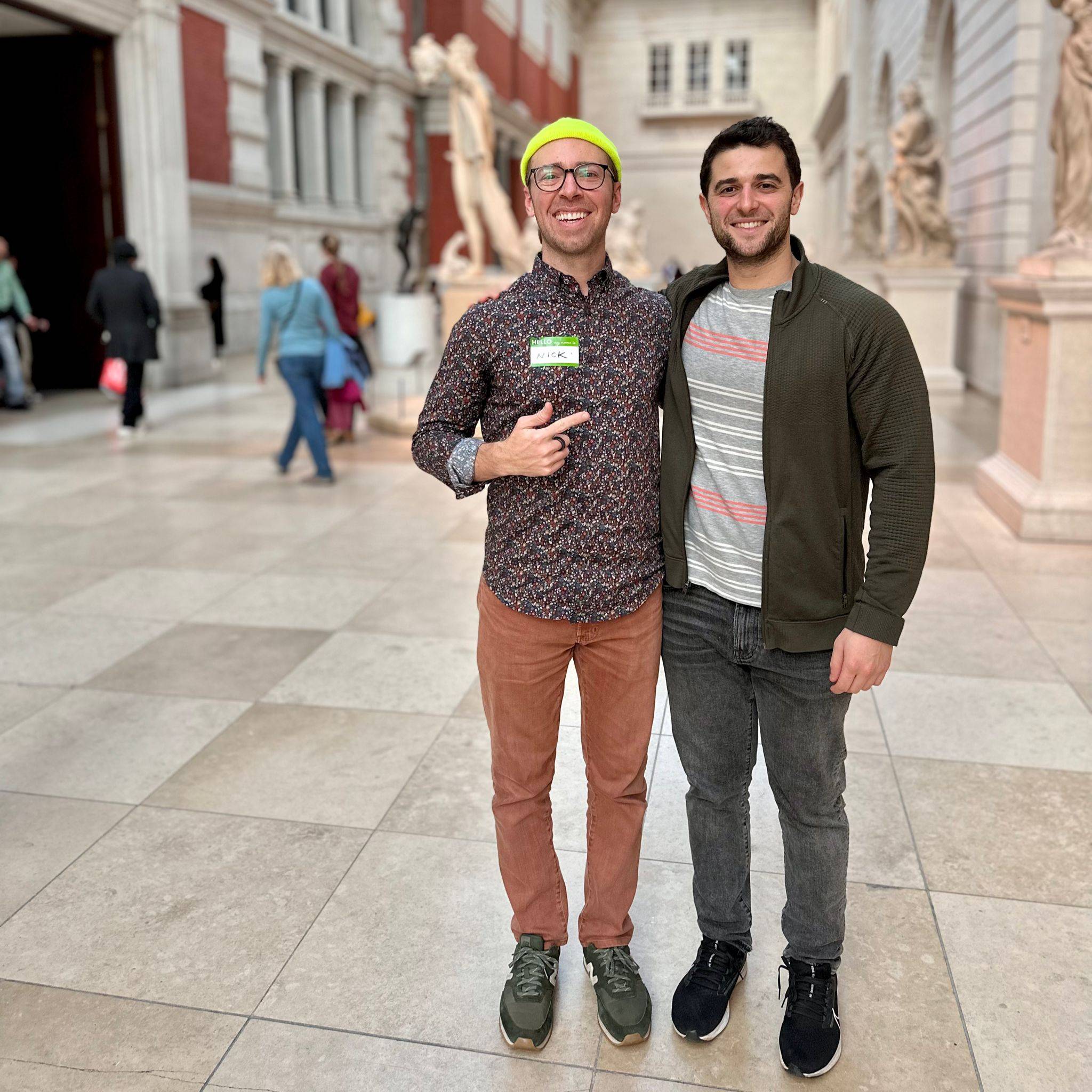 photo of Nick Gray (left) and Austin Rief (right) founder of Morning  Brew at the MET Museum