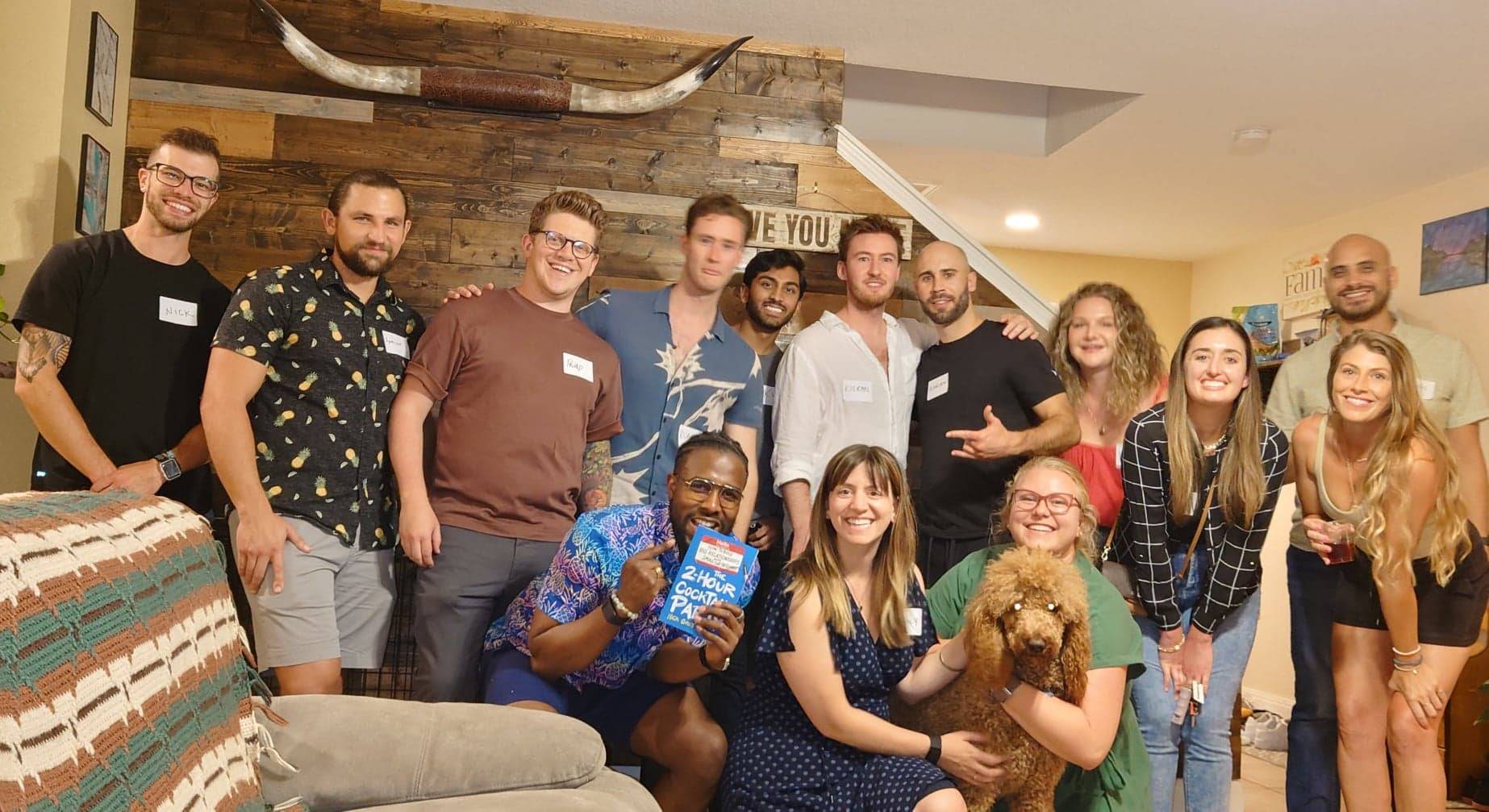 a group photo after a cocktail party in Texas