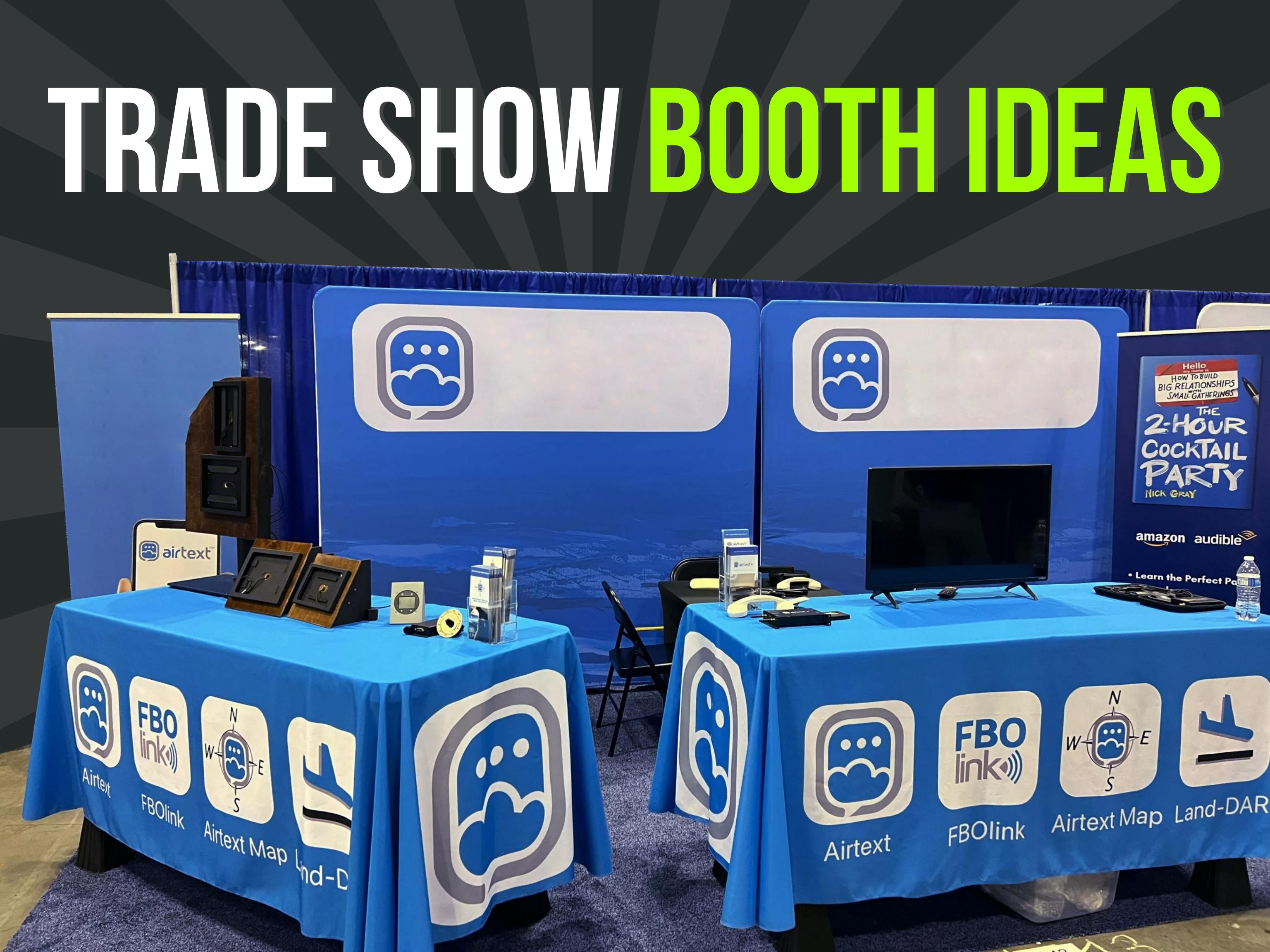 Header text: Trade Show Booth Ideas, in a gray background and a photo of Airtext booth