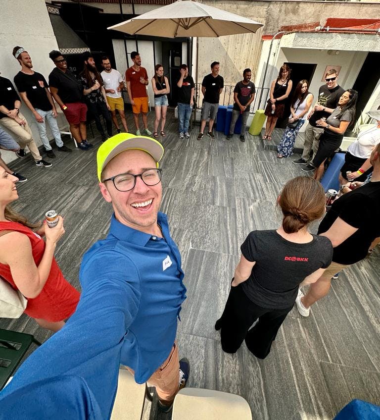 a selfie of m while I was in a circle for icebreakers from one of the meetups
