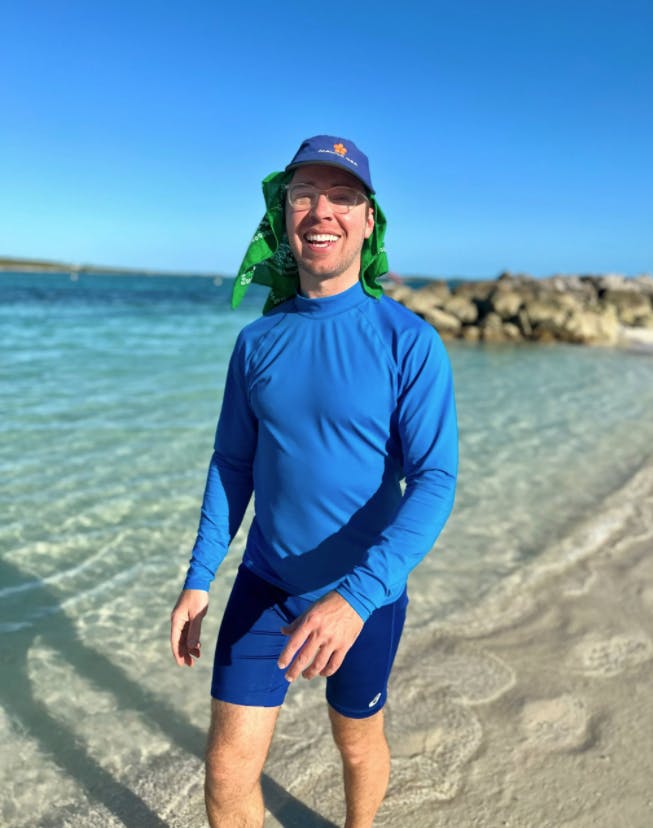 Walking on the beach in CocoCay, Bahamas -- a super fake (but actually fun) island