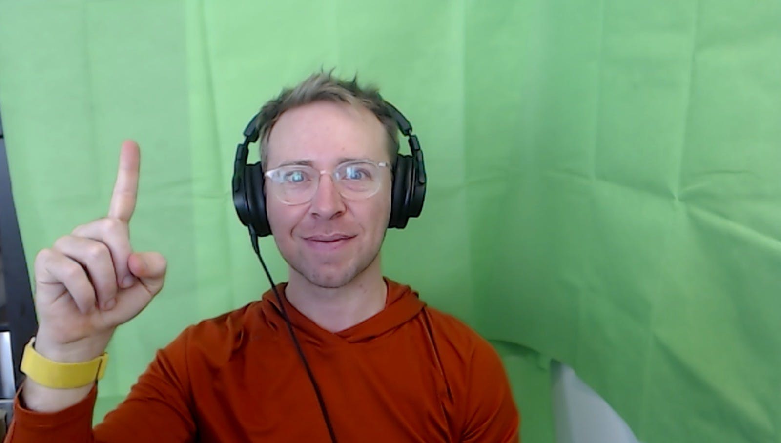 my in front of a green screen