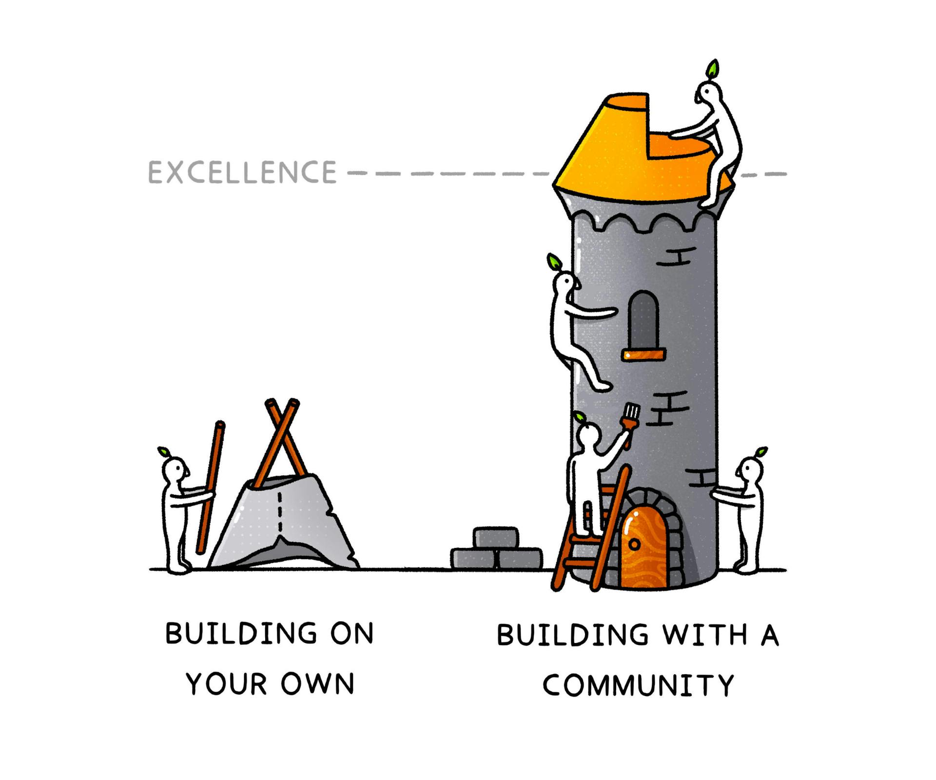 Excellence is building with a community, with illustration
