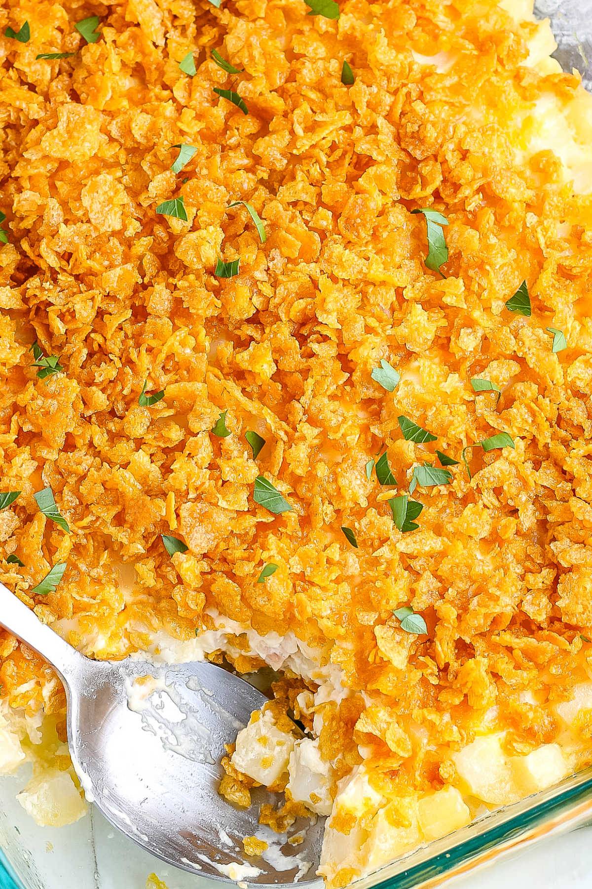 Casserole with spoon