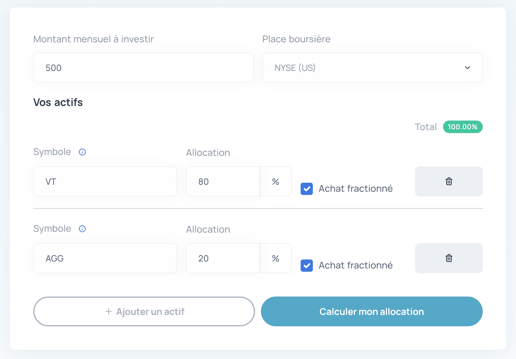 Calculateur d'allocation ETF