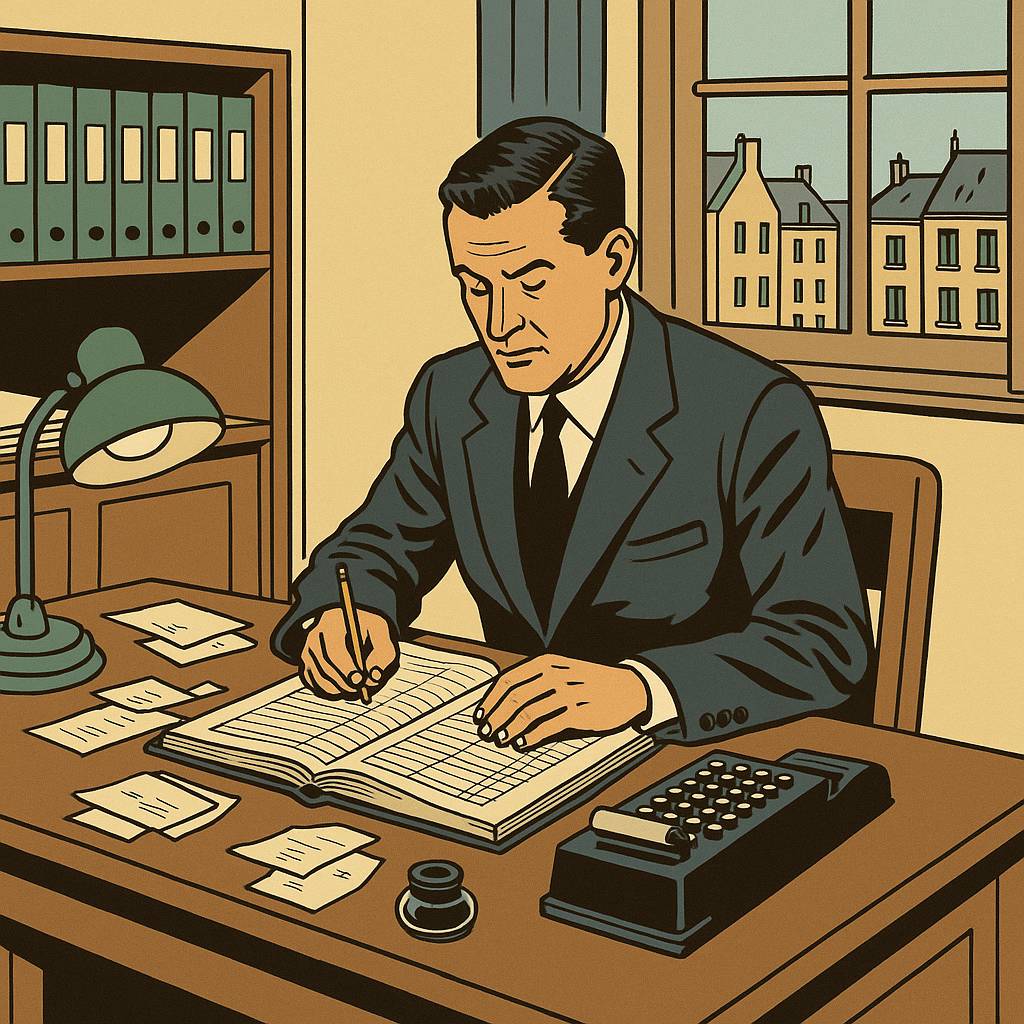 Un comptable, travaille à son bureau