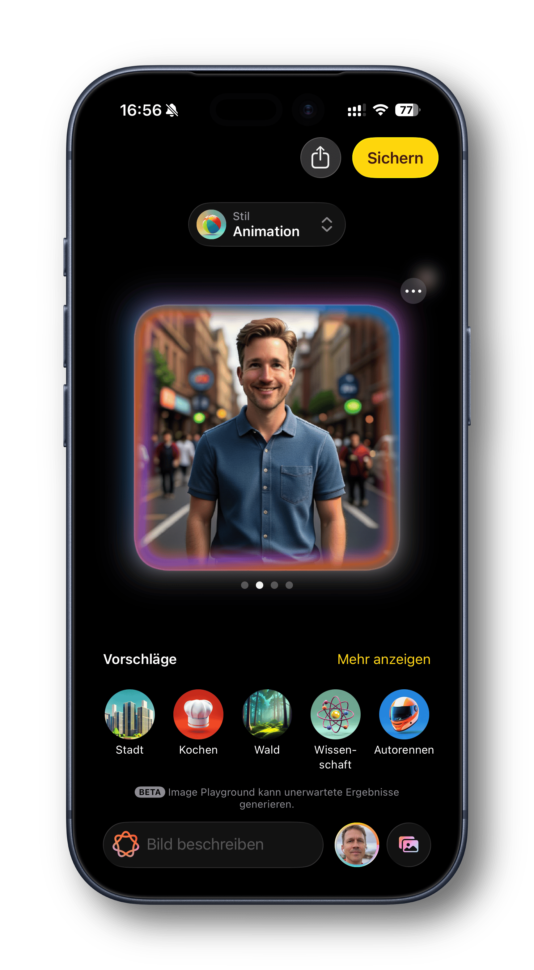 ein mit Apple Playground generiertes Bild eines Mannes