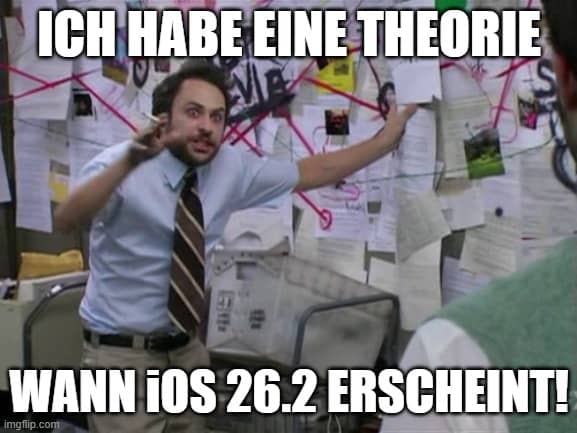 Ein Mann, der dem Releasedatum von iOS 26.2 auf der Spur ist.
