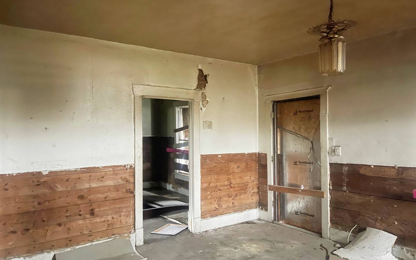 Interior shot of the old, craftsman-style house