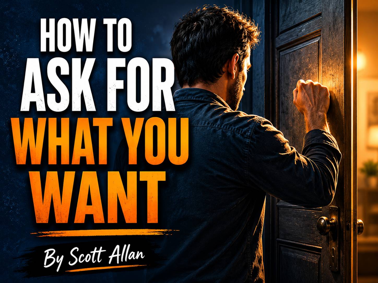 erson standing at a door, hand raised to knock but hesitating — the moment before making the ask they've been avoiding