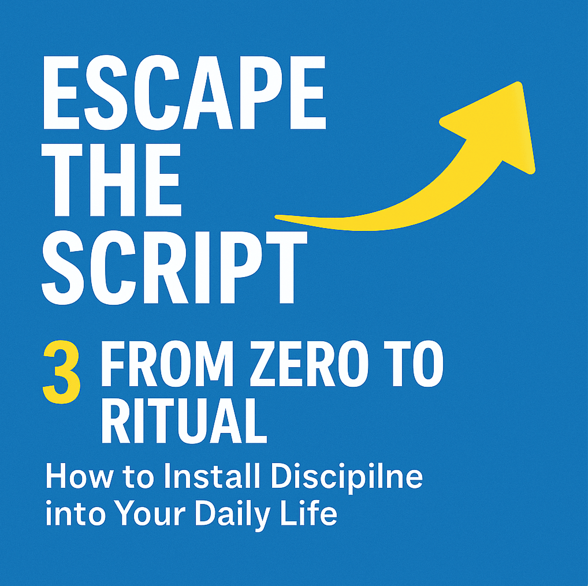 A bold flat-style graphic showing a person establishing a morning ritual, symbolizing the process of turning small actions into automatic habits through discipline.