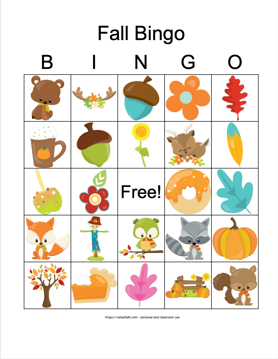 Printable Fall Bingo