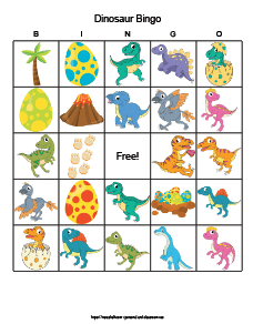 dinosaur bingo cards