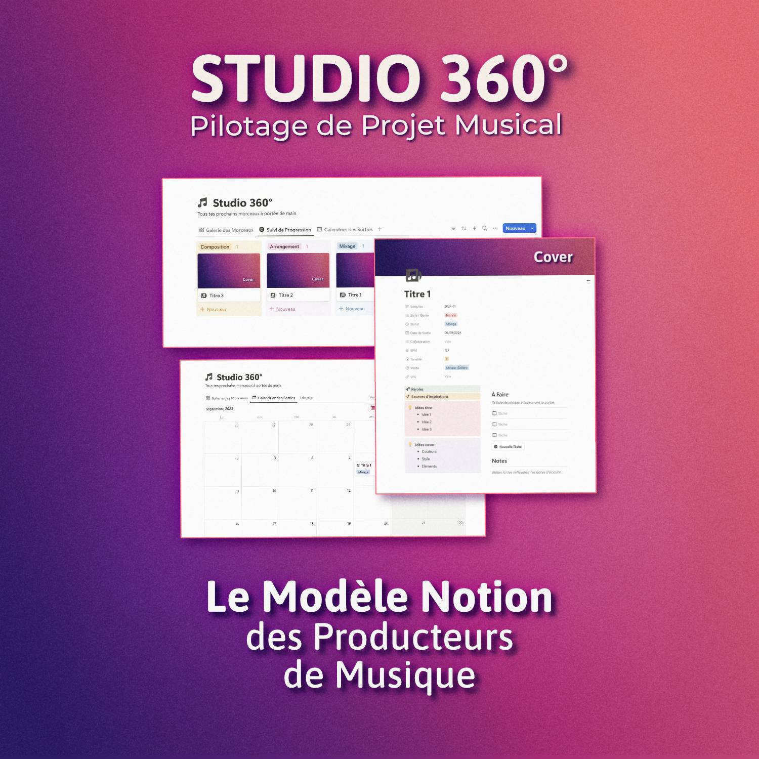 Studio 360° - Modèle Notion pour Producteur de Musique