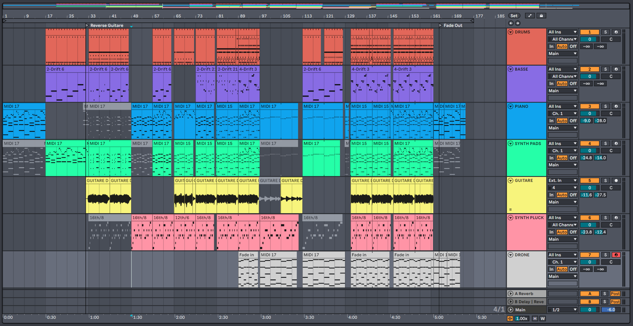 View of my Ableton Live Lite project