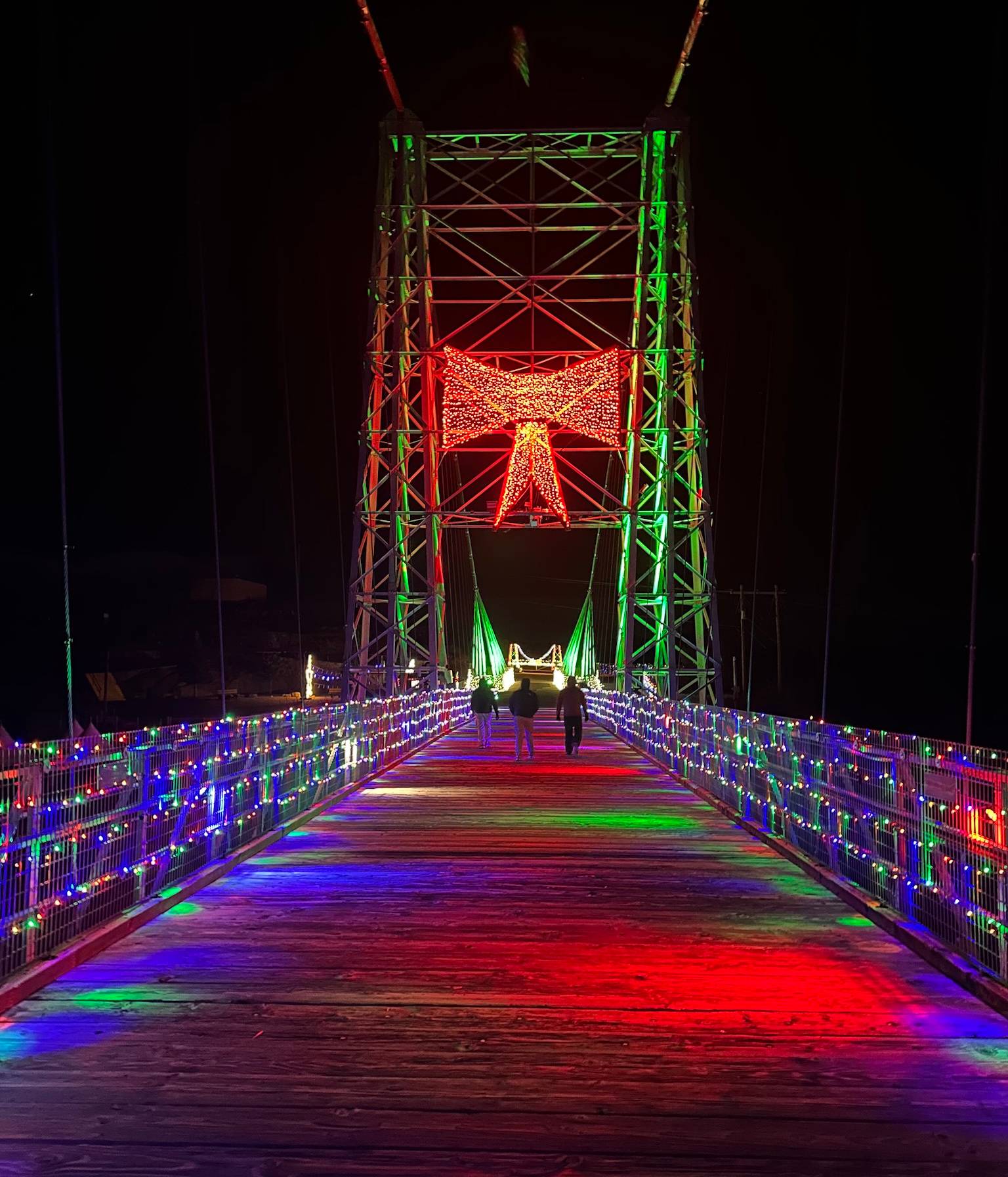 royal gorge bridge of lights lit up at night