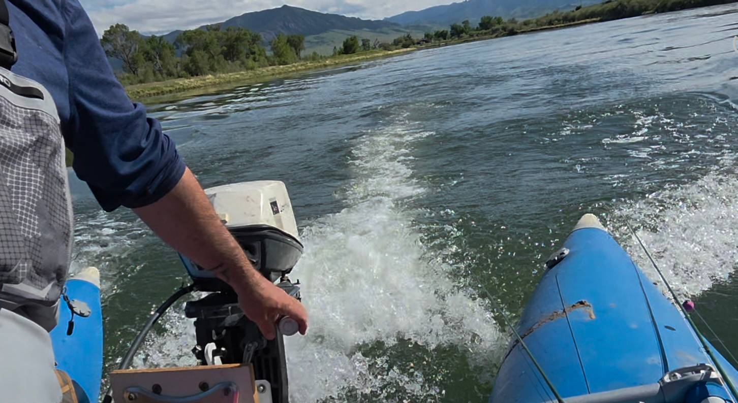 Motor on a cataraft
