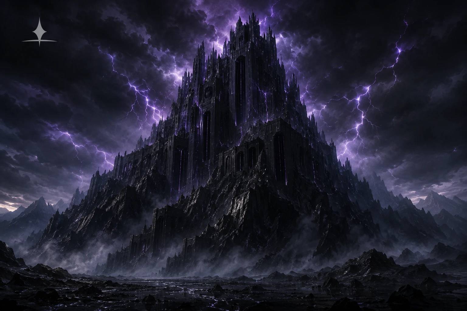 Netharion beneath violet lightning — The Third Path by H. L. Sideris