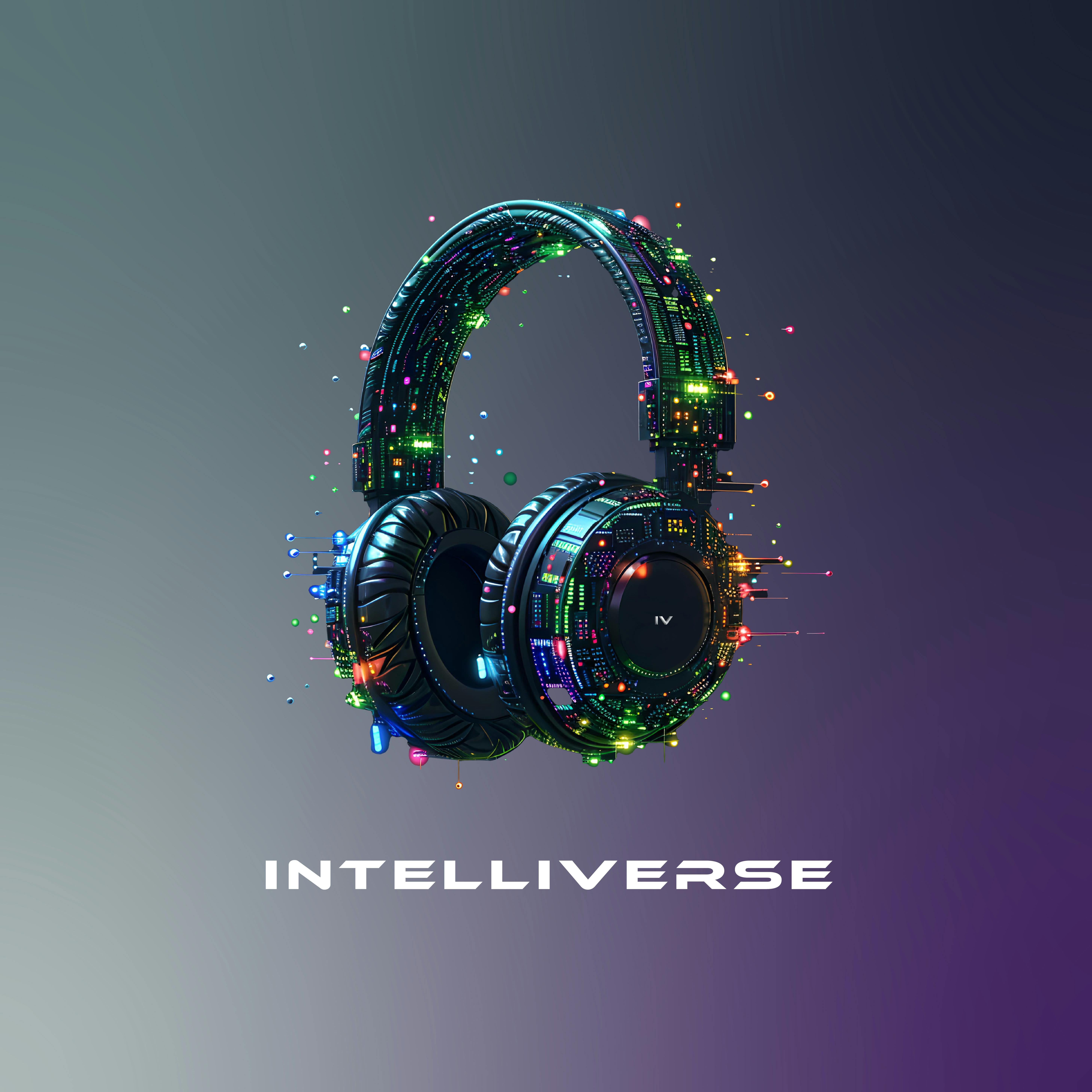 Logo for my podcast: Intelliverse featuring headphones