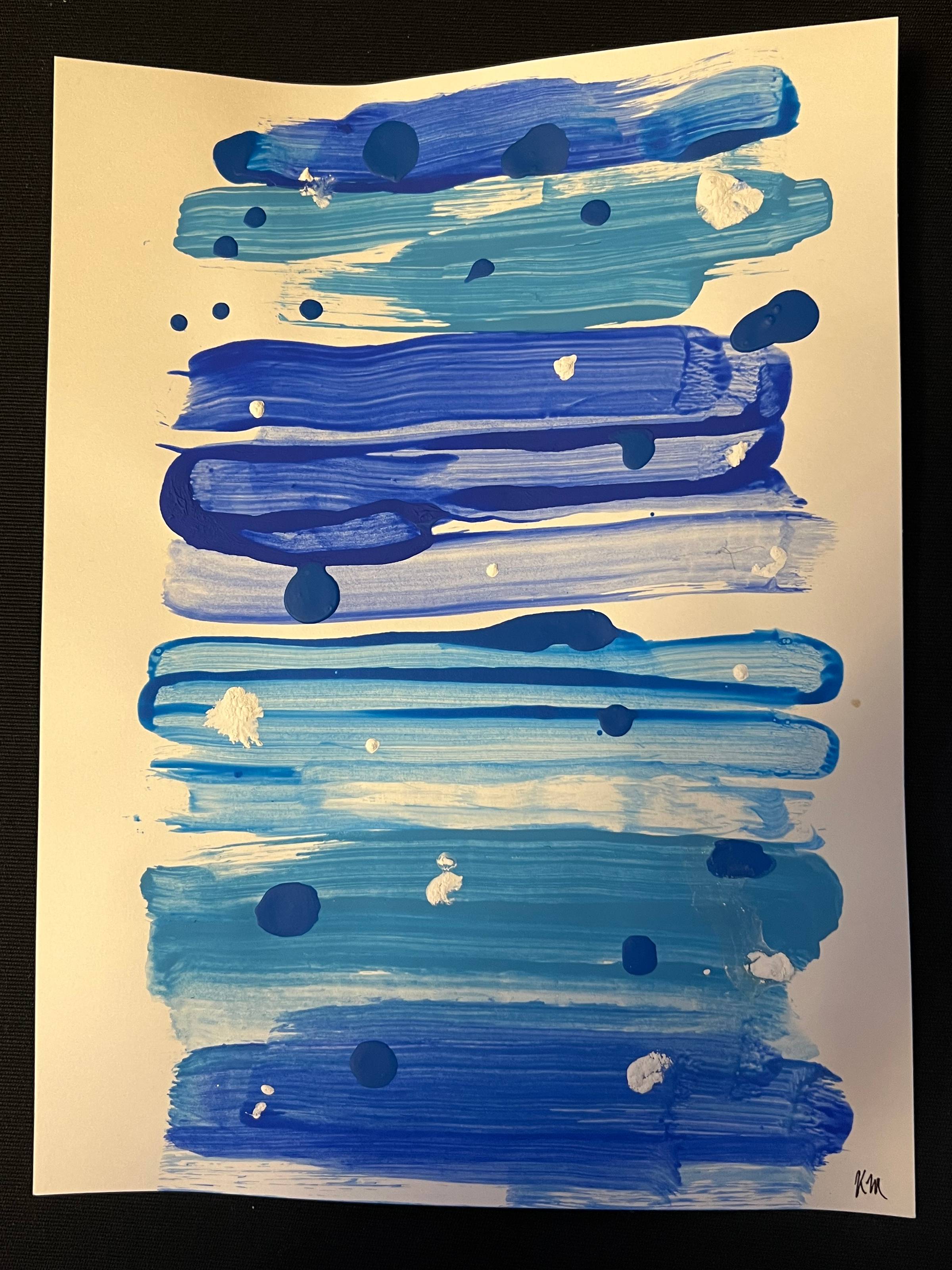 Hygge acrylics painting in blues by Kerilie McDowall.