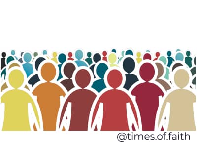 Silhouette of a crowd in multiple colors
