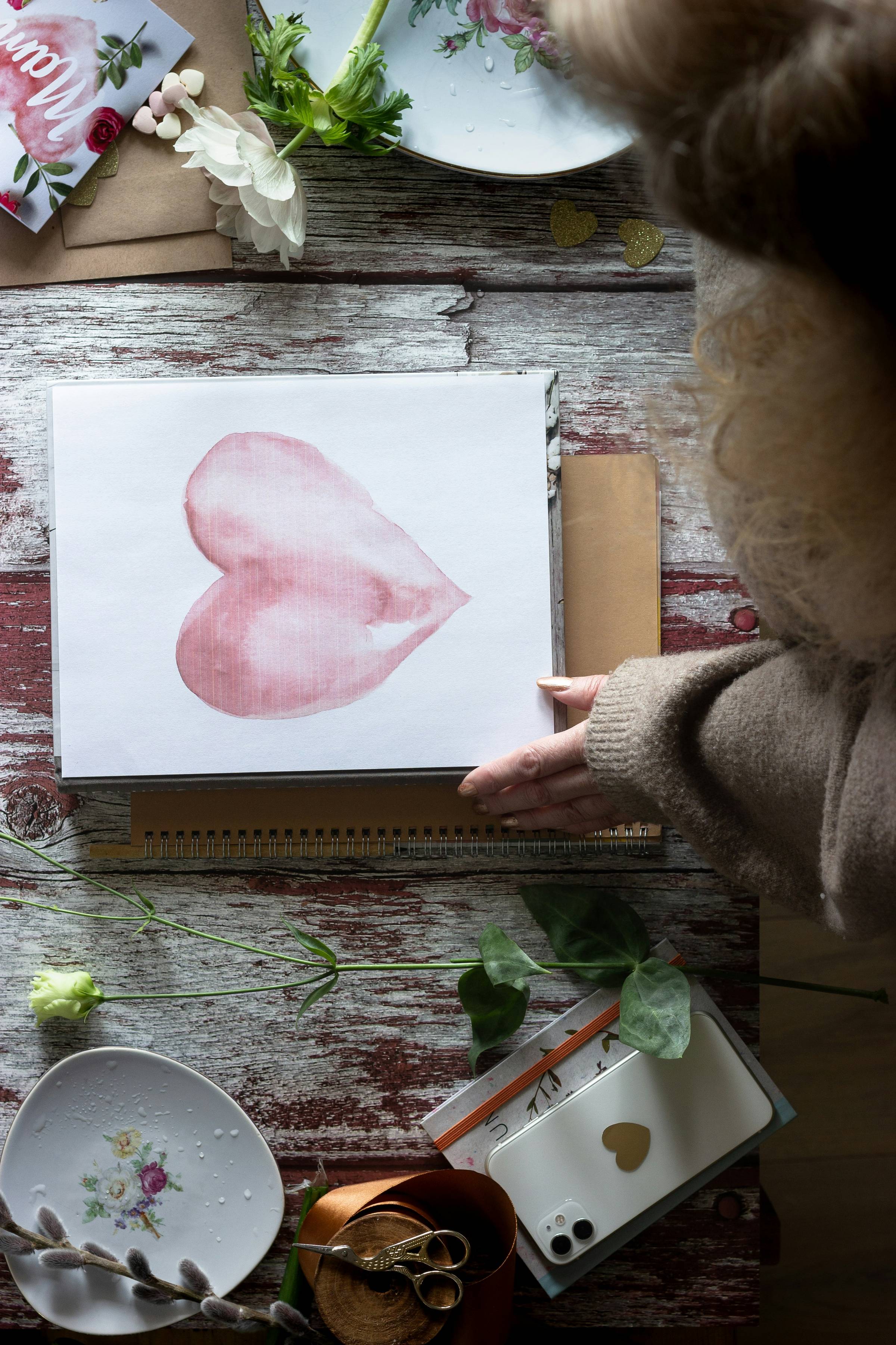 a heart painted in watercolours
