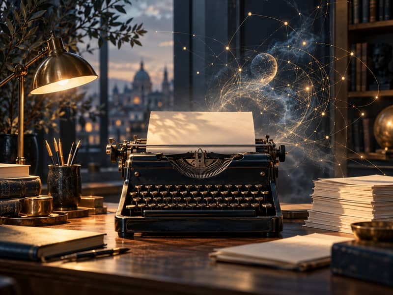 Vintage typewriter representing writing, thought, and artificial intelligence