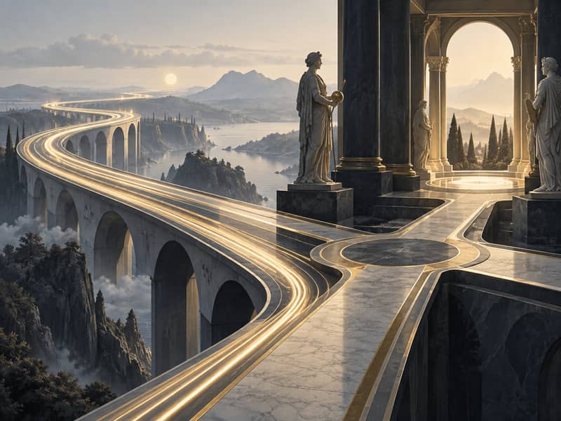 Illuminated pathway representing optimization and efficiency