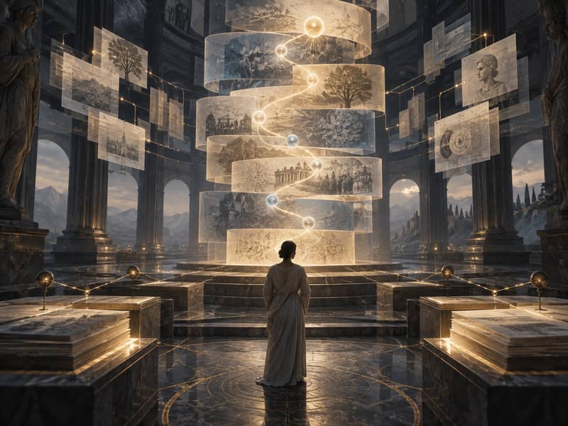 Luminous archive representing traceability and decision reconstruction