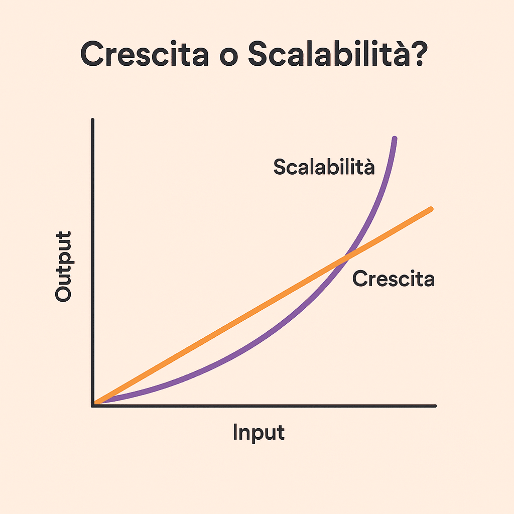 A curve showing the graphic difference between scalability and growt