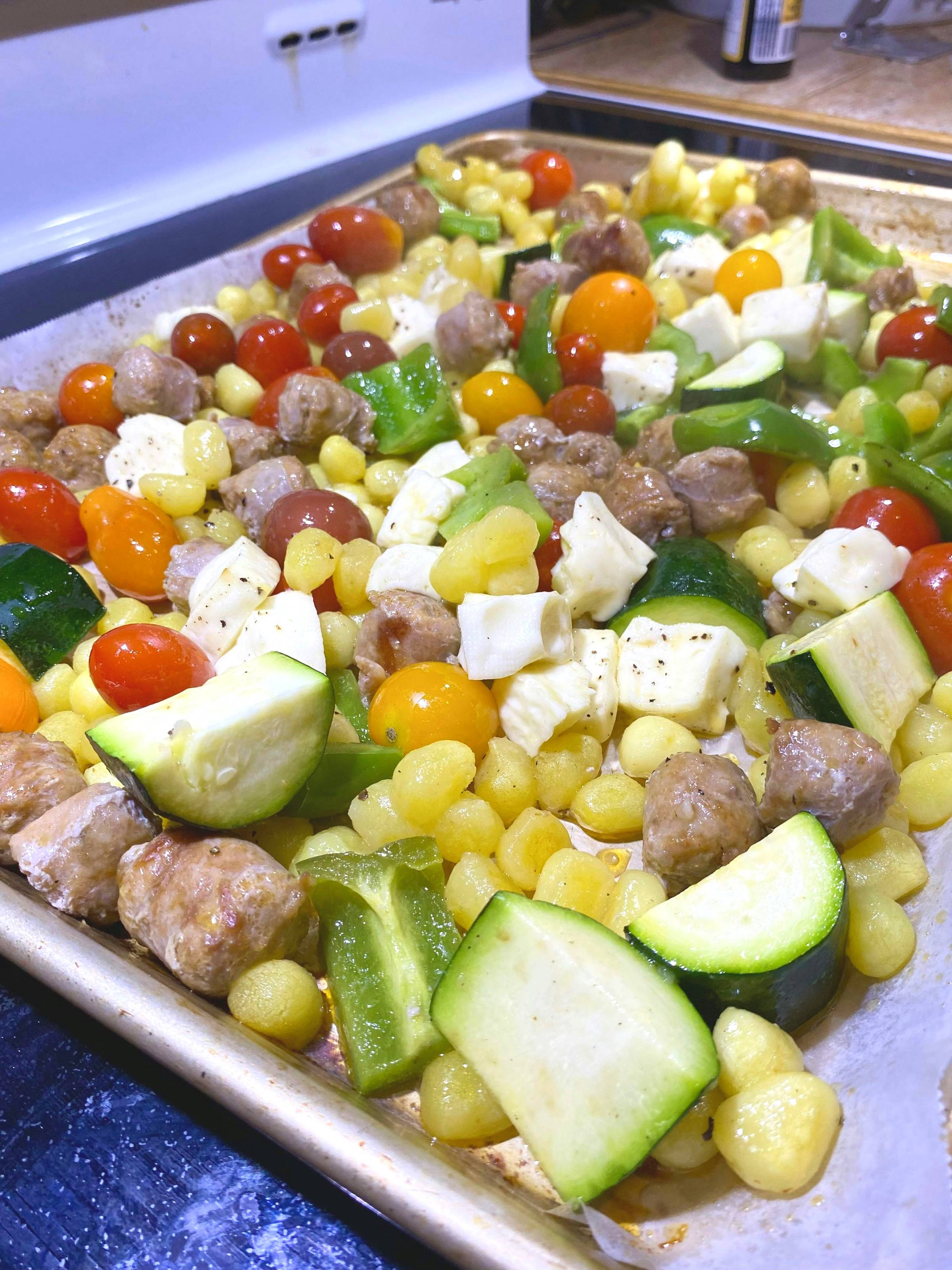 Sheet pan gnocchi, vegetables and sausage