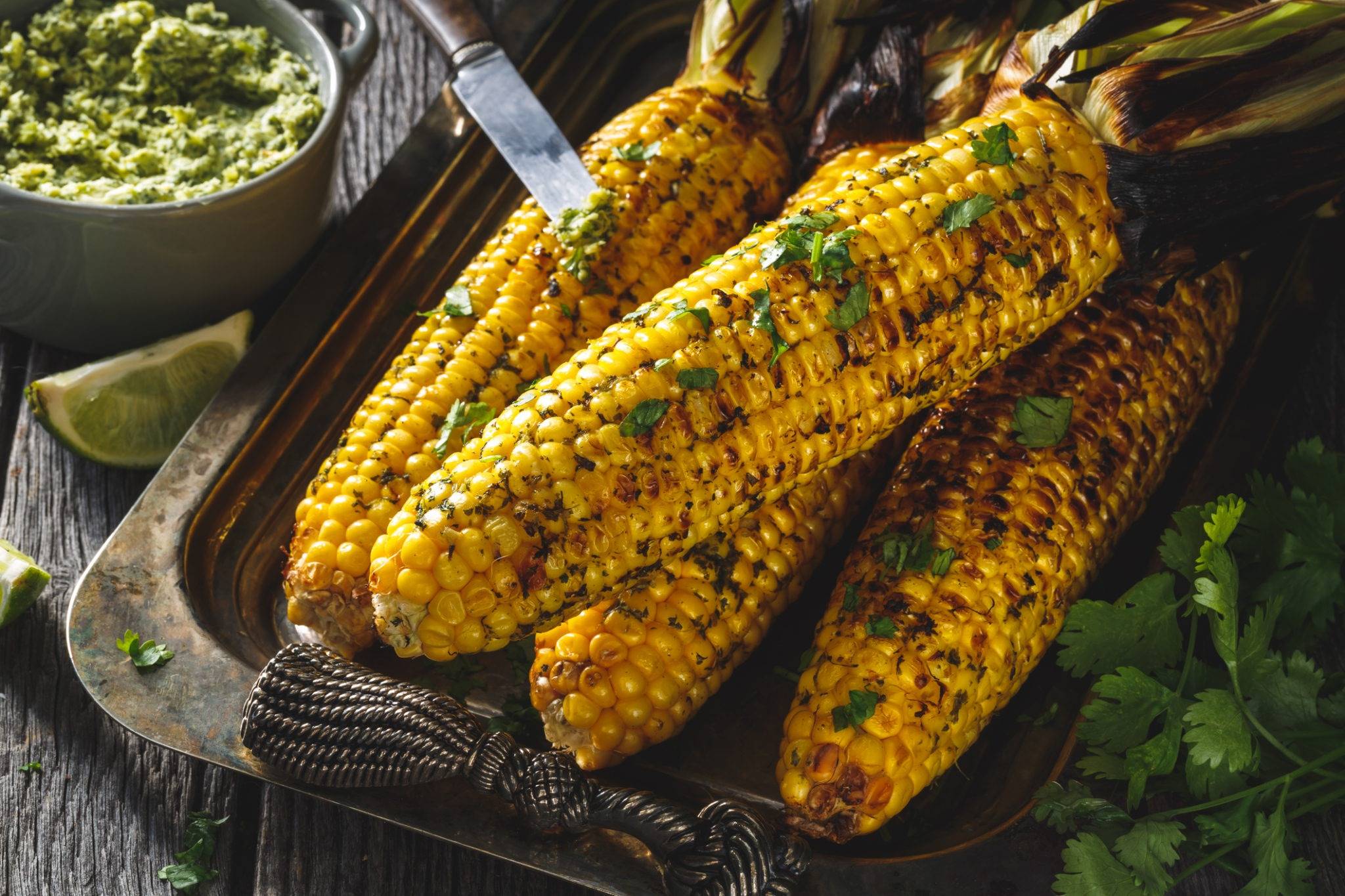 Grilled Corn with Lime Cilantro ​Wasabi​ Butter
