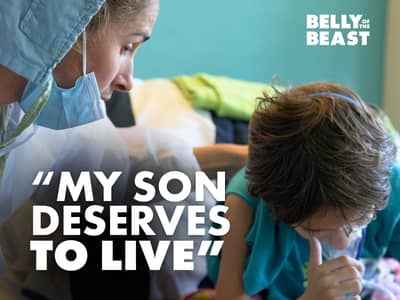 cuban mother and her son at a hospital in Cuba