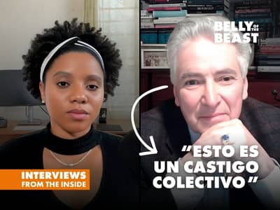 experto en derecho internacional cubanoamericano Alfred de Zayas y Liz Oliva Fernández, periodista de Belly of the Beast