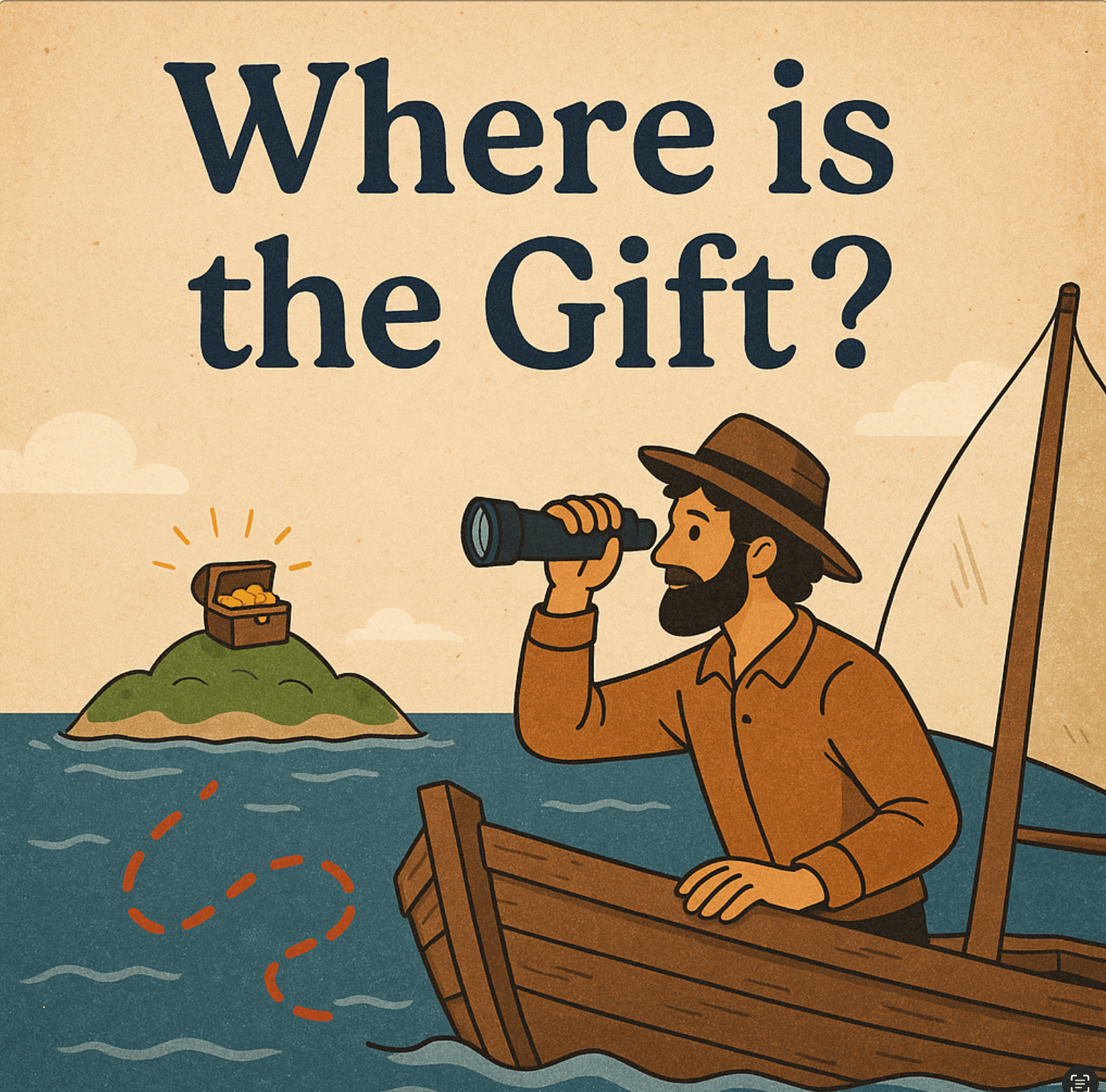 explorateur à la recherche de l'ile aux trésors