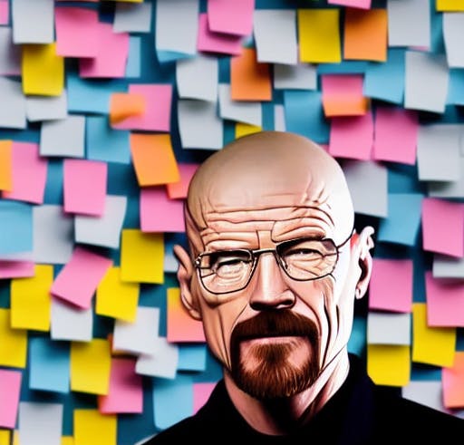 Walter White brainstorms the structure on sticky notes