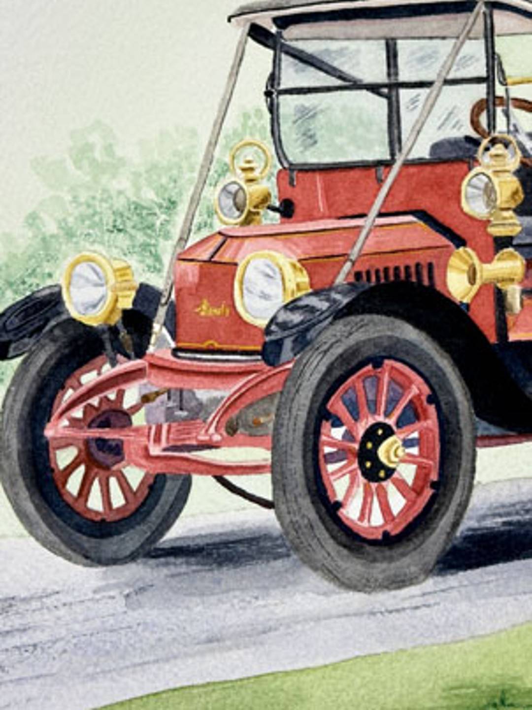 watercolor painting of vintage steam care