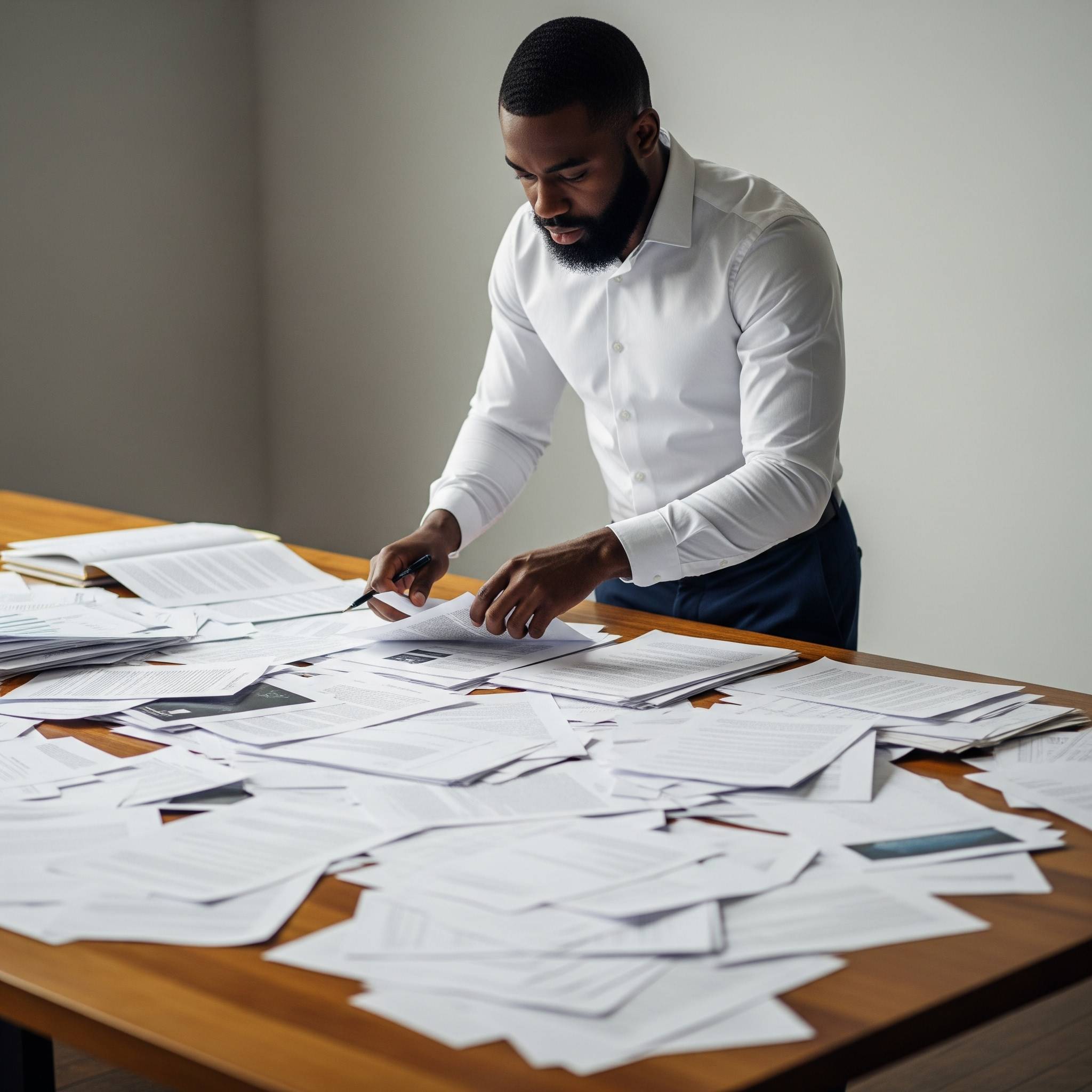 A person organizing information: