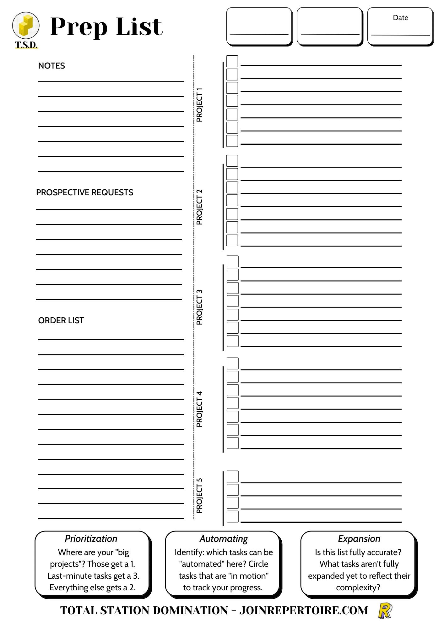 Free Prep List Template