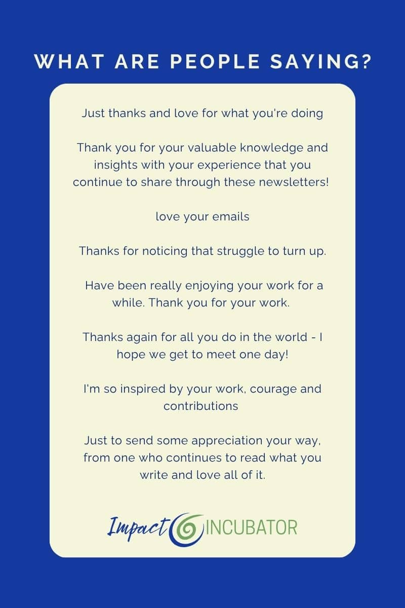 blue abox with testimonials from email subscribers