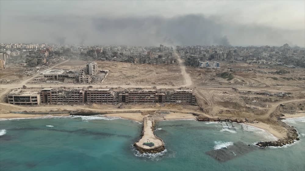 An aerial view taken from a drone showing the destruction of northern Gaza in March, 2024 (ImageBank4u / Shutterstock.com)