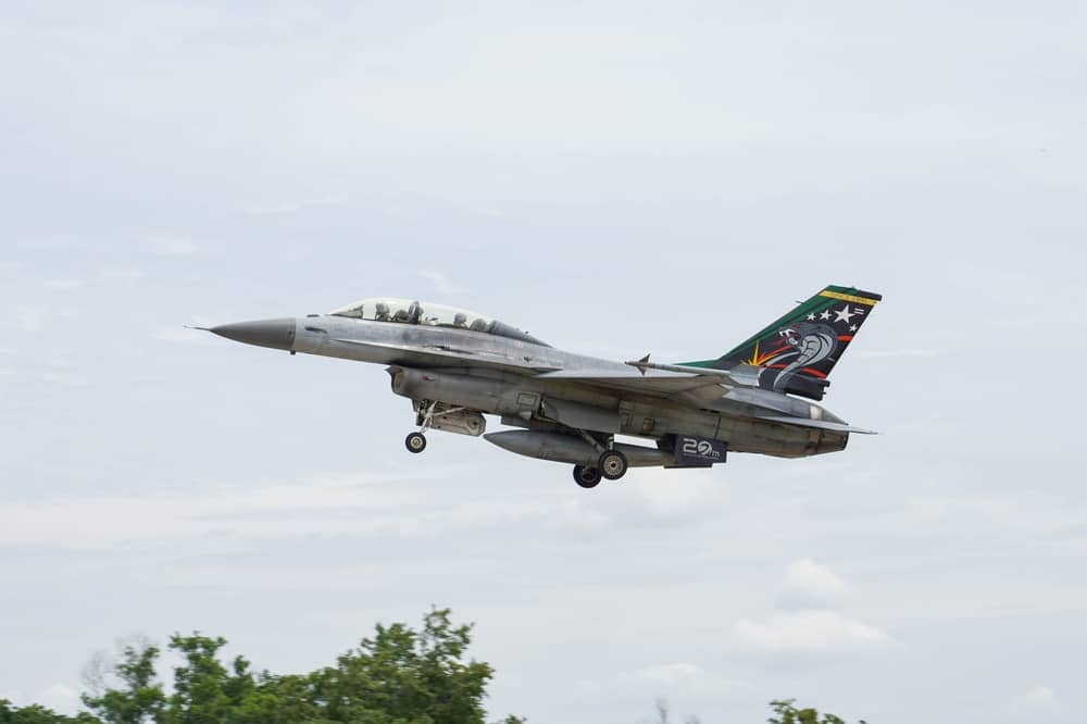 Royal Thai Air Force (RTAF) F-16 with 20th anniversary tail paint (Bluebearwing / Shutterstock)