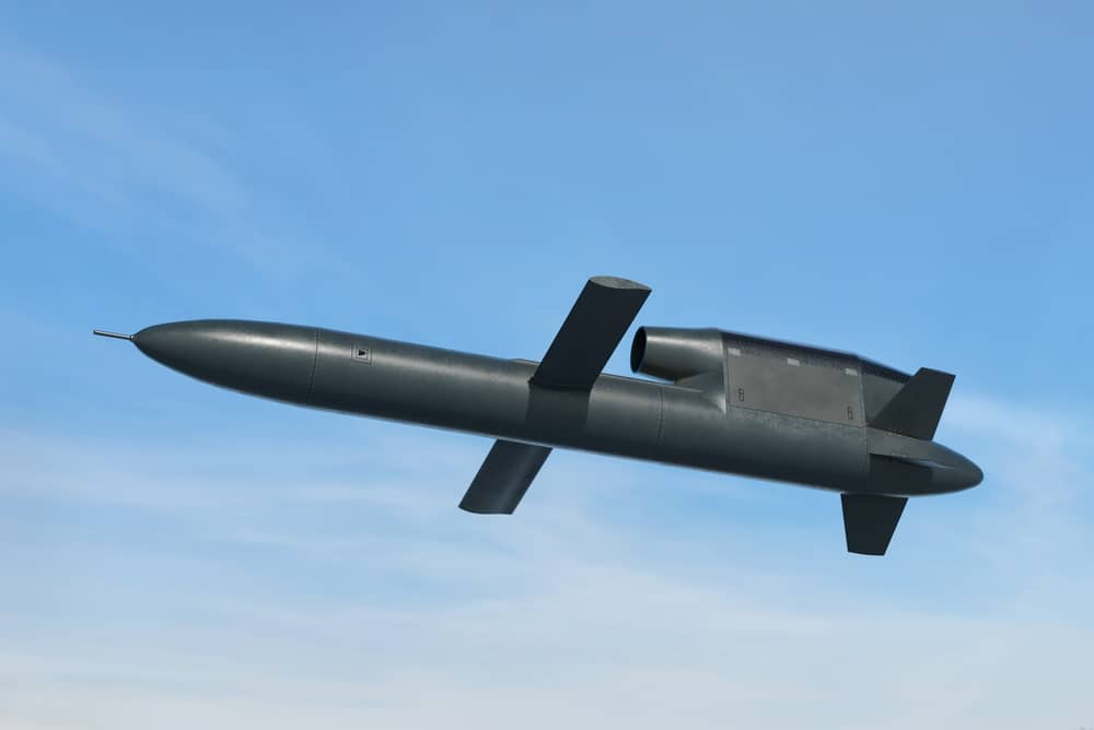 A 3D rendering of Ukraine's Flamingo cruise missile. (Credit: Sergey Dzyuba / Shutterstock)
