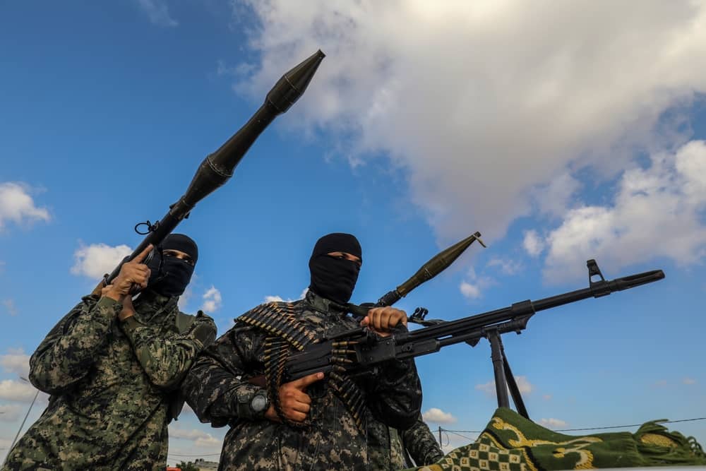 Fighters from the Joint Operations Room of Gaza-based armed Palestinian factions.