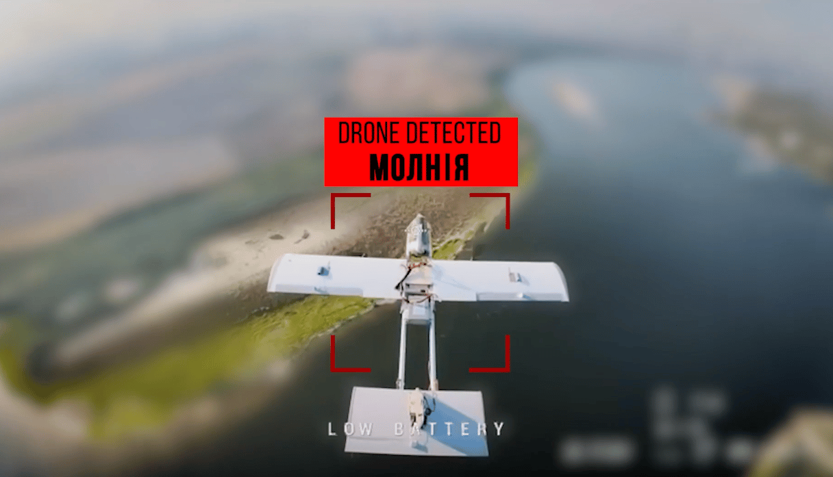 A Ukrainian drone intercepts a Russian Molniya kamikaze drone. (Credit: Wild Hornets / X)