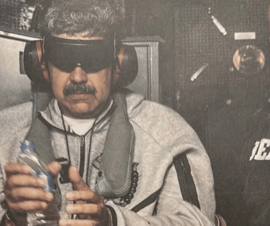 Venezuela dictator Nicolas Maduro in U.S. custody aboard the USS Iwo Jima enroute to the United States, following his capture by US Special Forces and the FBI (Photo: Donald Trump via Truth Social)