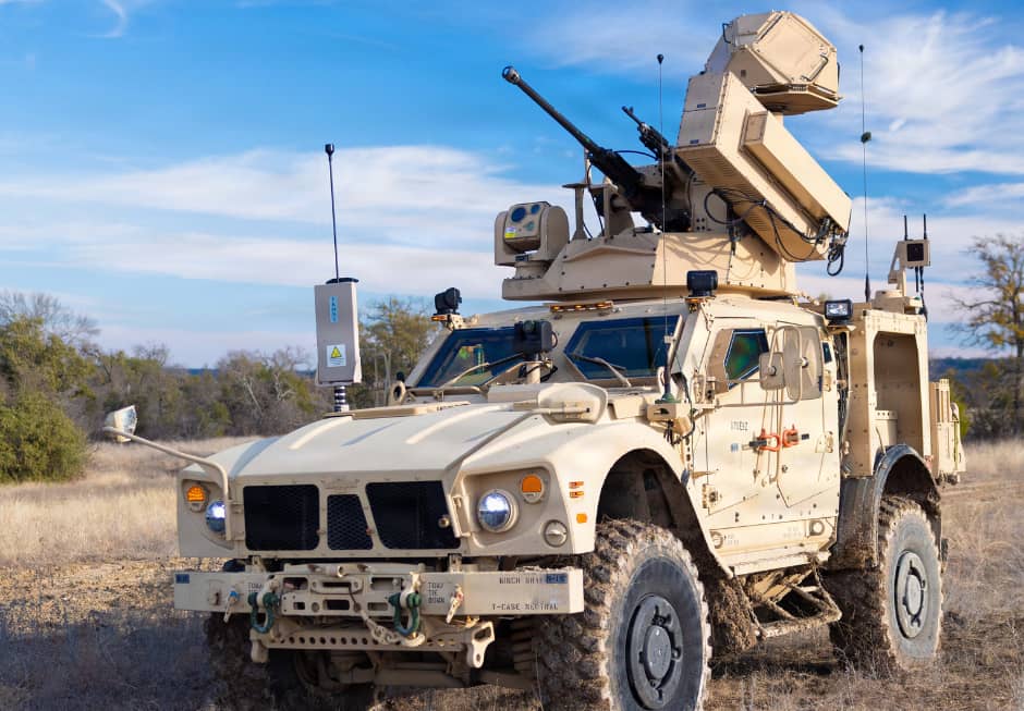 A U.S. Army Mobile-Low, Slow, small unmanned aircraft Integrated Defeat System, or M-LIDS positioned on a training area during a civilian one-way attack drone demonstration on Jan. 29, 2026, at Fort Hood, Texas. (U.S. Army photo by Capt. Russell Shirley-J